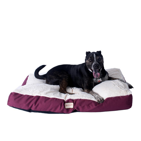 Armarkat Model M02HJH/MB-L Large Pet Bed Mat with Poly Fill Cushion in Ivory & Burgundy